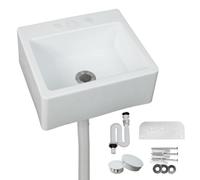 Lavabo en plastique avec tuyau - Pour jardin, garage, cave, camping-car (blanc, 34 x 29 cm)