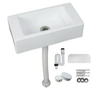 Lavabo en plastique avec tuyau - Pour jardin, garage, cave, camping-car (blanc, 40 x 20 cm)