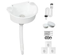Lavabo en plastique simple avec tuyau pour jardin, garage, cave, camping-car (blanc)