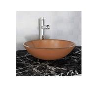 Lavabo en verre trempé - - 42 cm - Marron - A poser - Rond