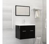 Lavabo encastrable avec robinet, 61 x 39 x 18 cm, en céramique, blanc, trop-plein et bonde d'écoulement push-open, design moderne Drop-in pour salle de bain et WC d'invités