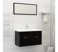 Lavabo encastré, avec robinet, 81 x 39 x 18 cm, en céramique, blanc, moderne, pour toilettes d'invités, design drop-in, protection anti-débordement