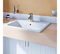 Lavabo encastré VitrA S20 5465B003-0001 55 x 45 cm, blanc, trou de trop-plein/robinetterie au centre
