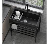 Lavabo Exterieur Acier Inoxydable avec Support de Stockage, Evier Cuisine Professionnel 1 Bac for Restaurant Jardin Terrasse Salle de Bain Atelier(80 * 45 * 86cm)