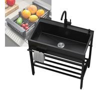 Lavabo Exterieure De Jardin, Evier En Acier Inoxydable 55/68/80×45×86cm Evier De Cuisine Avec Étagère De Rangement, Porte-serviettes - Sink Set Ménage, Commerce, Facile À Nettoyer