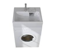 Lavabo gain de place pour machine à laver GPM Mini - Siphon compact décalé à l'arrière - Espace Disponible Sous La Vasque de 37cm pour installer une Machine à Laver Faible Profondeur 37cm (Petit)