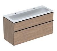 Geberit iCon lavabo avec meuble bas 120 cm 502338JH1 ensemble lavabo 120x63x48cm, blanc , corps chêne, poignée lave mat