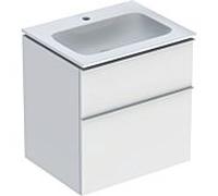 Geberit Ensemble lavabo iCon 60x63x48 cm – 2 tiroirs – Blanc KeraTect, corps et poignée blanc mat