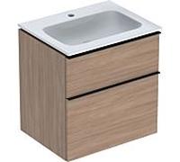 Geberit Lavabo iCon 502331JH1 avec meuble 60 cm, 2 tiroirs, blanc/KeraTect, chêne