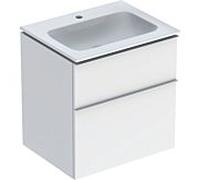 Geberit iCon - Meuble avec vasque with 2 pull-out compartments 630x600x480mm blanc lustré/blanc laqué / chrome