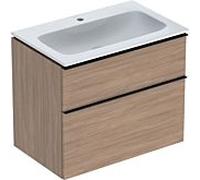Geberit iCon lavabo avec meuble bas 75 cm 502336JH1 ensemble lavabo 75x63x48cm, blanc , corps chêne, poignée lave mat