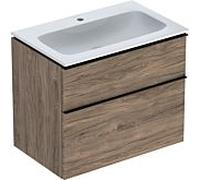 Geberit Ensemble lavabo iCon 502336JR1 75x63x48 cm Blanc, corps noyer, poignée lave mat