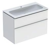 Geberit Lavabo avec meuble bas iCon 502333013 90x63x48 cm Blanc KeraTect poignée blanc mat