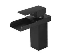 Lavabo Grifo Robinet mitigeur en cascade à poignée unique en acier inoxydable noir contemporain pour salles de bains modernes Design cascade élégant