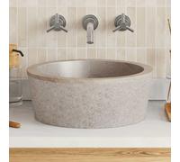 vidaXL Lavabo Marbre Ø40 x 15 cm Gris