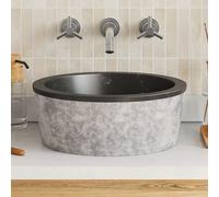 Lavabo Gris Ø40x15 cm Marbre Vasque Lave-mains Salle de Bain Toilette vidaXL