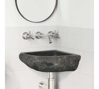 vidaXL Bassin d'angle suspendu au mur Gris (38-45) x (38-45) x 12 cm