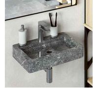 vidaXL Lavabo mural Gris 38x24x6,5 cm Marbre fait à la main