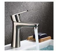 Lavabo haut en acier inoxydable à poignée unique et un trou, montage sur comptoir, cuvette nickel brossé(Tm fa ss029)