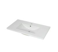 Lavabo HWC-D16, lavabo à main lavabo meuble salle de bain, céramique rectangulaire blanc 92cm 30mm bord