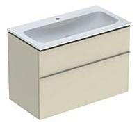 Lavabo Icon Geberit avec meuble bas 90 cm 502333JL1 Ensemble lavabo 90x63x48cm, blanc /KeraTect, corps sable brillant, poignée sable mat