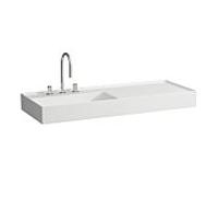 Lavabo LAUFEN Kartell , 120x46cm, blanc mat, étagère à droite, 2000 , céramique saphir