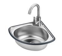 Lavabo Lave Main de Salle de Bain Mural D'angle, Petit Évier de Cuisine Triangulaire en Acier Inoxydable, Gain de Place 34x34x15cm