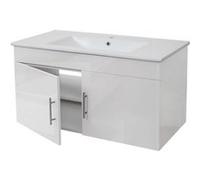 Lavabo + meuble sous évier MENDLER HWC-D16, meuble sous vasque, poli miroir 90cm blanc Blanc G