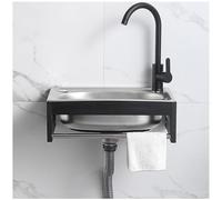 Lavabo Mural en Acier Inoxydable pour Lave-Mains, Évier Utilitaire Commercial avec Robinet et Kit de Drainage, Évier de préparation de Cuisine de Ferme Évier à Linge
