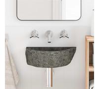 vidaXL Lavabo mural Bassin moderne Gris Pierre de rivière