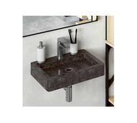 vidaXL Lavabo mural - Installation double Nano-Seal - Marbre noir 38x24x6,5 cm