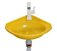 Lavabo Mural Triangulaire en Plastique Gain de Place Lavabo D'angle avec Robinet et Kit de Vidange,Cuve à Lessive,Évier de Cuisine Compacte,Pour Salle de Bain et Jardin