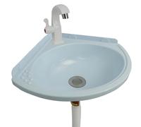 Lavabo Mural Triangulaire en Plastique Gain de Place Lavabo D'angle avec Robinet et Kit de Vidange,Cuve à Lessive,Évier de Cuisine Compacte,Pour Salle de Bain et Jardin