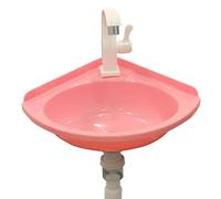 Lavabo Mural Triangulaire en Plastique Gain de Place Lavabo D'angle avec Robinet et Kit de Vidange,Cuve à Lessive,Évier de Cuisine Compacte,Pour Salle de Bain et Jardin