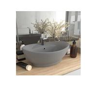 Vidaxl Lavabo Ovale À Trop-Plein Gris Clair Mat 58,5x39 Cm Céramique