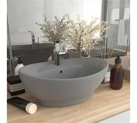 Vidaxl Lavabo Ovale À Trop-Plein Gris Clair Mat 58,5x39 Cm Céramique