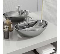 Lavabo avec trop-plein 58,5 x 39 x 21 cm Céramique Argenté