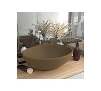 vidaXL Lavabo ovale de luxe Crème mat 40x33 cm Céramique