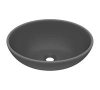 Lavabo ovale de luxe en céramique - Gris foncé mat - 40 x 33 cm - Design élégant pour salle de bain et WC d'invités - Qualité supérieure et durable