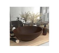 Lavabo Ovale de Luxe Gris Foncé Mat Céramique Vasque Lave-mains Maison vidaXL