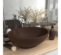 Lavabo ovale de luxe Marron foncé mat 40x33 cm Céramique Marron foncé mat G