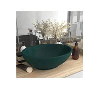 Lavabo Ovale de Luxe Vasque à Poser de Toilette Lave-mains de Salle de Bain Cuisine Maison Intérieur Vert Foncé Mat 146926