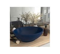 Lavabo Ovale de Luxe Vasque à Poser de Toilette Lave-mains de Salle de Bain Cuisine Maison Intérieur Bleu Foncé Mat 146924
