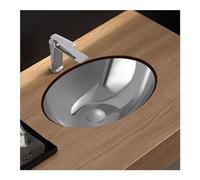 Lavabo ovale en acier inoxydable avec bouchon de vidange pop-up - Lavabo moderne galvanoplastie pour balcon, salle de bain