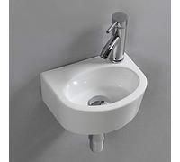 Lavabo ovale en céramique à suspendre au mur pour petite salle de bain, .