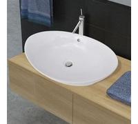 Lavabo ovale en céramique avec trop plein 59 x 38,5 cm