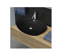 Lavabo ovale en céramique noir avec trop plein 59 x 38,5 cm
