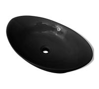 Lavabo ovale en céramique noir avec trop plein 59 x 38,5 cm