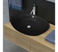 Lavabo ovale en céramique noir avec trop plein 59 x 38,5 cm