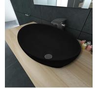 Lavabo ovale en céramique noir - VidaXL - 40 cm - Installation à poser - Facile à nettoyer